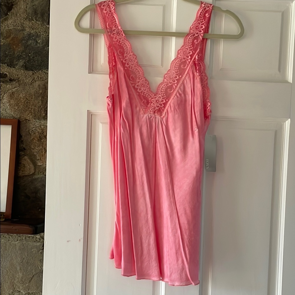 Elegant Coral Lace Trim Camisole